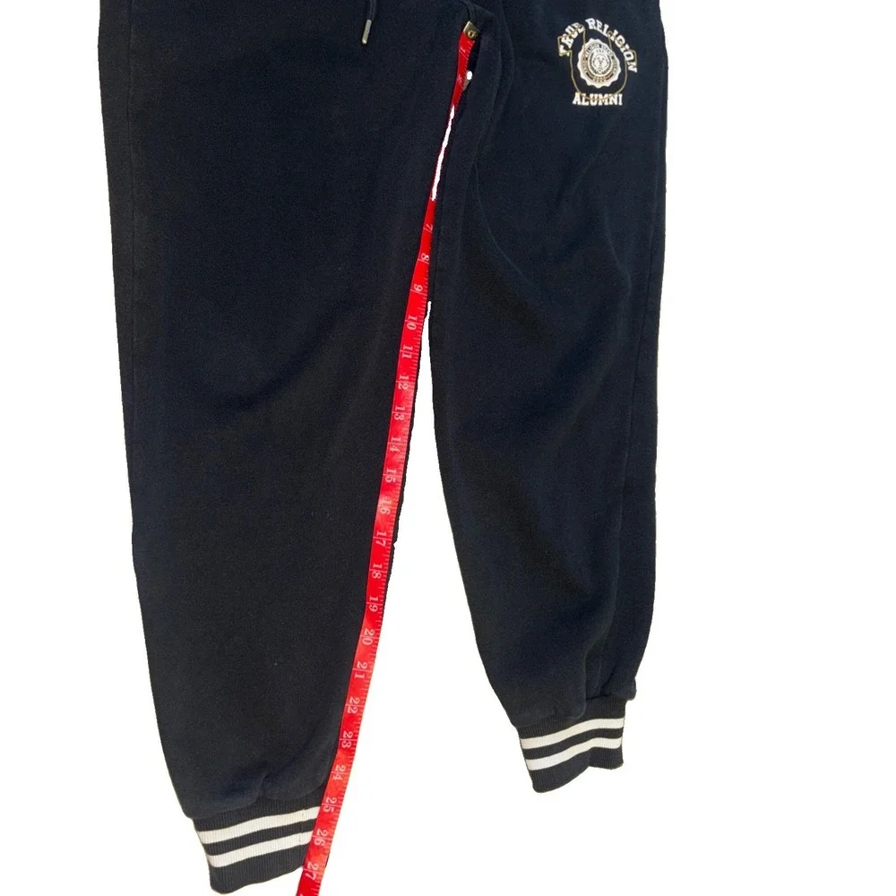 True Religion Jogger Pants Men Sz Sm Black Y2K Drawstring Athletic Unisex VTG